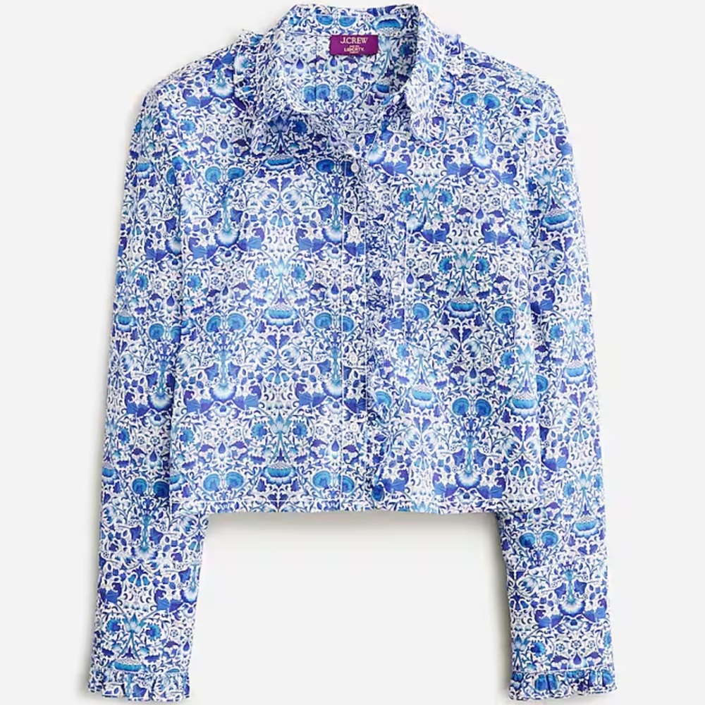 J Crew/Liberty of London Ruffle Trim Button-up Shirt